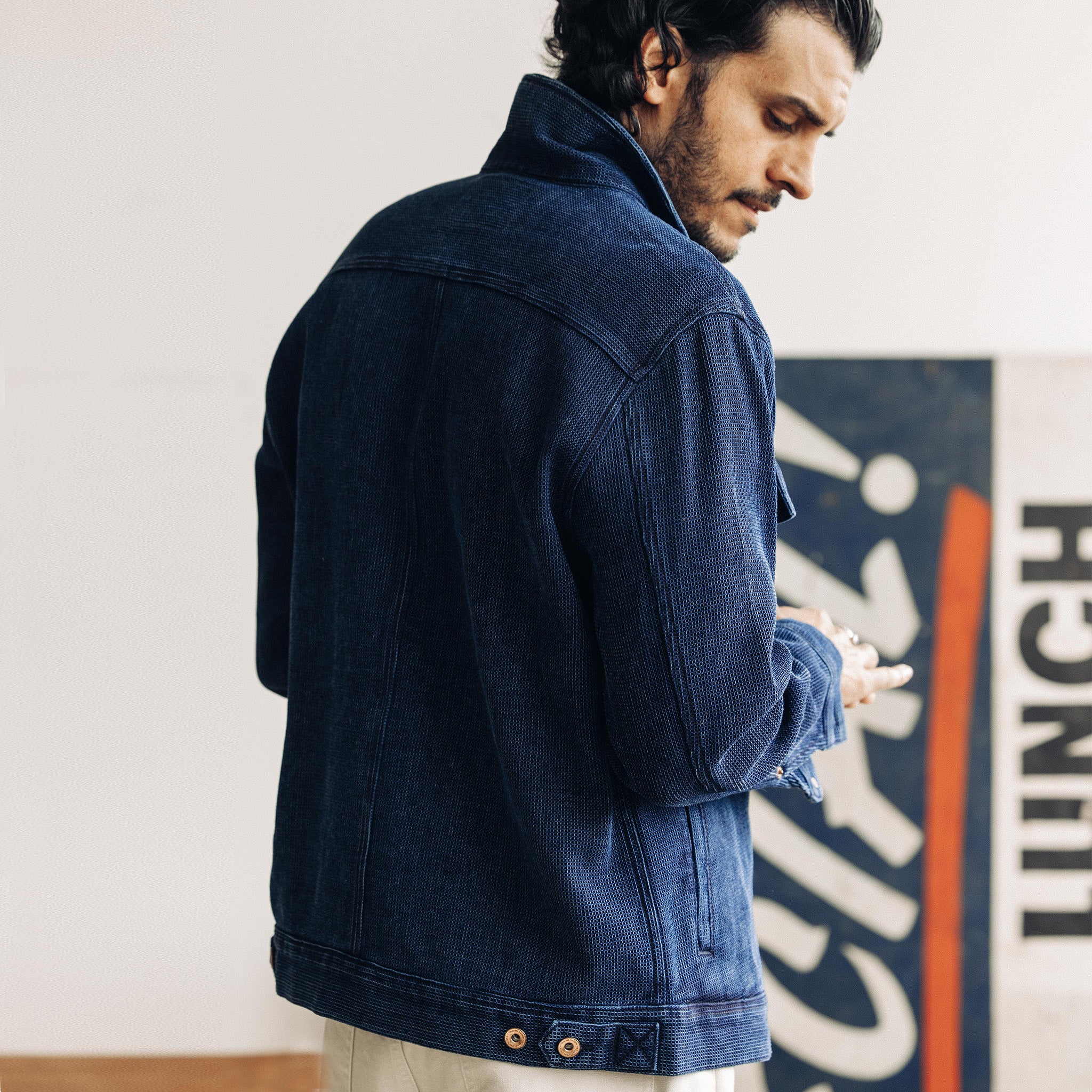 The Long Haul Jacket in Indigo Waffle