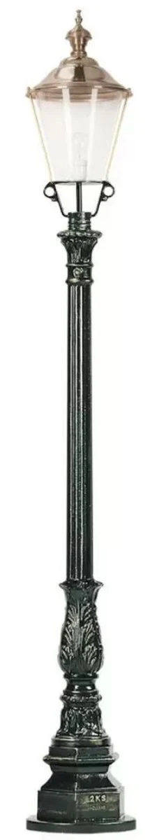 Casa Padrino linterna de jardín Art Nouveau verde / cobre Ø 29 x A. 218 cm - Lámpara de pie de jardín de aluminio con recubrimiento de polvo - Iluminación nostálgica - Luces nostálgicas