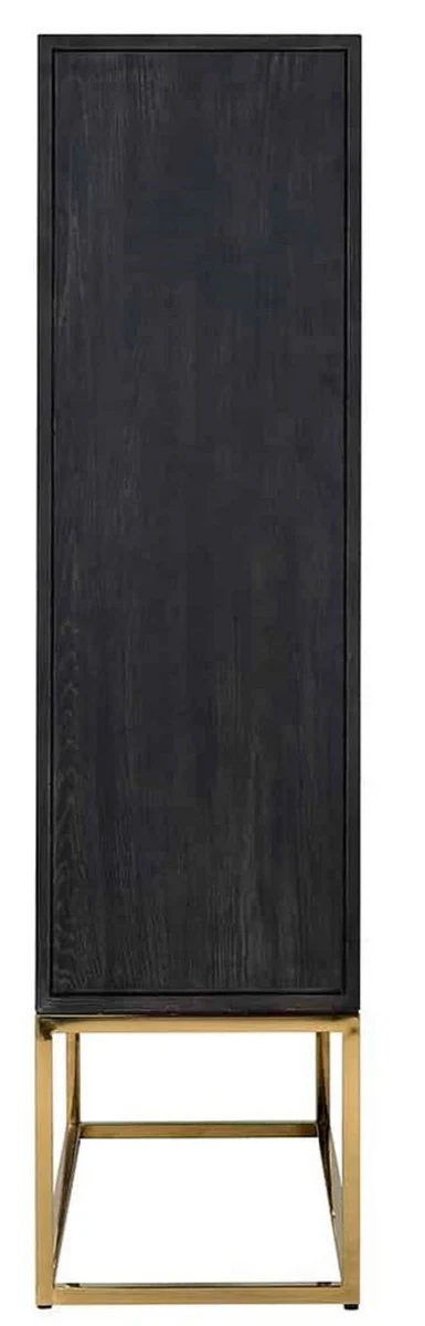 Casa Padrino armario bar de lujo negro / oro 108 x 45 x A. 175 cm - Armario de madera maciza con 2 puertas - Armario de sal¨®n - Armario de bar - Muebles de Hotel - Colecci¨®n de Lujo