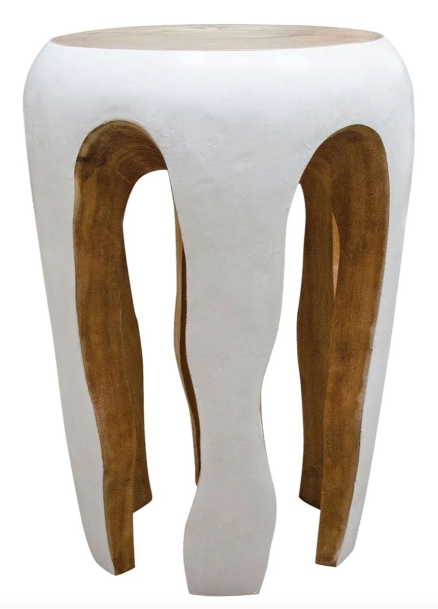 Casa Padrino mesa auxiliar blanco / color natural 40 x H. 54,5 cm - muebles de sala