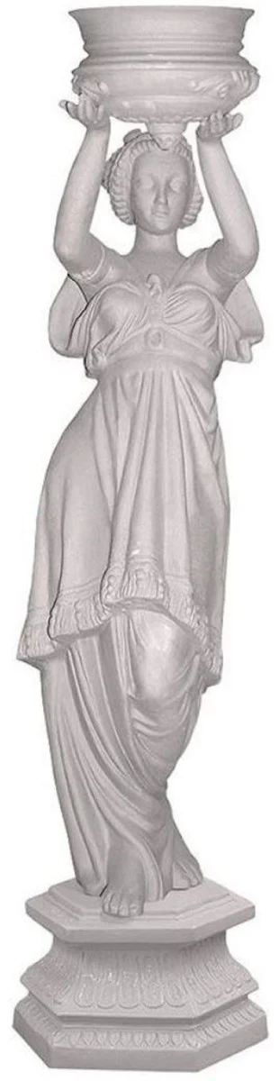 Casa Padrino escultura decorativa Art Nouveau de lujo mujer con maceta gris A. 140 cm - Magnífica estatua de cerámica - Figura decorativa hecha a mano - Accesorios de Decoración de Jardín y Terraza