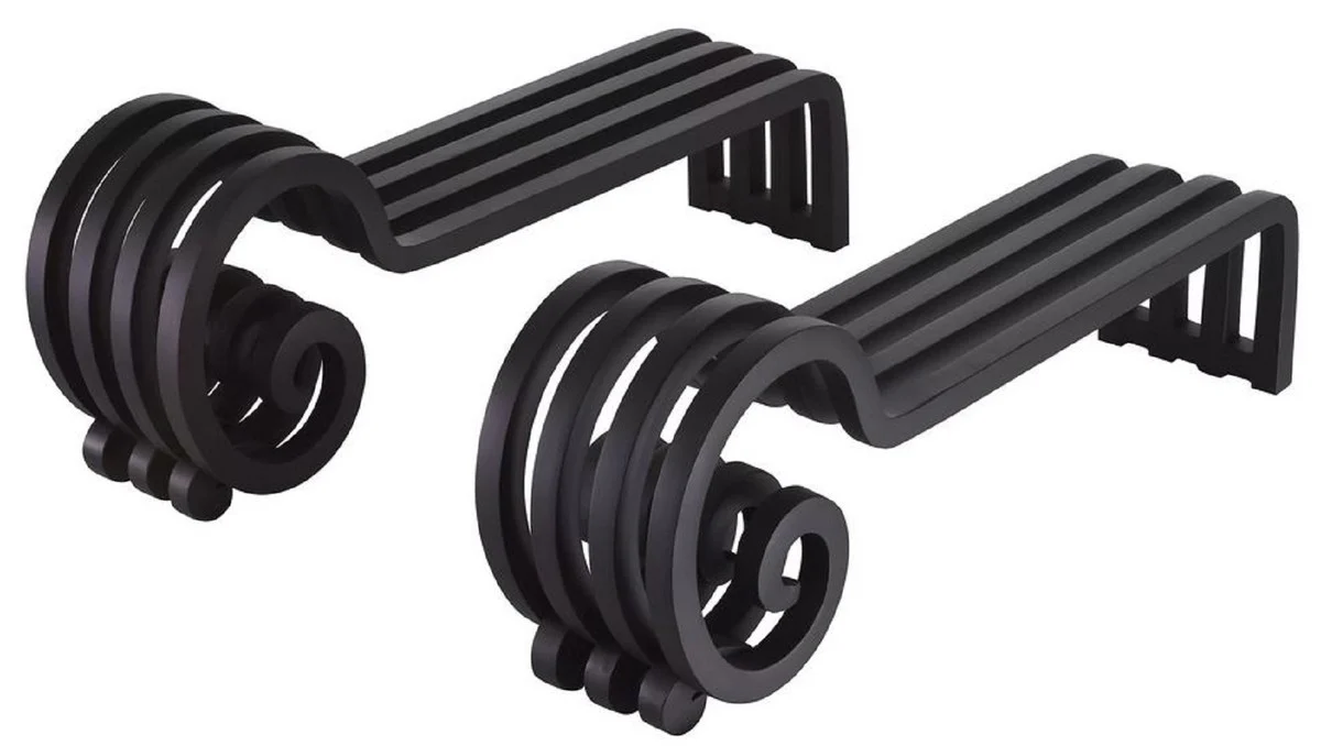 Casa Padrino conjunto de morillos de acero de lujo plata / negro 48,5 x 11,5 x A. 17,5 cm - Accesorios para Chimeneas - Calidad de Lujo