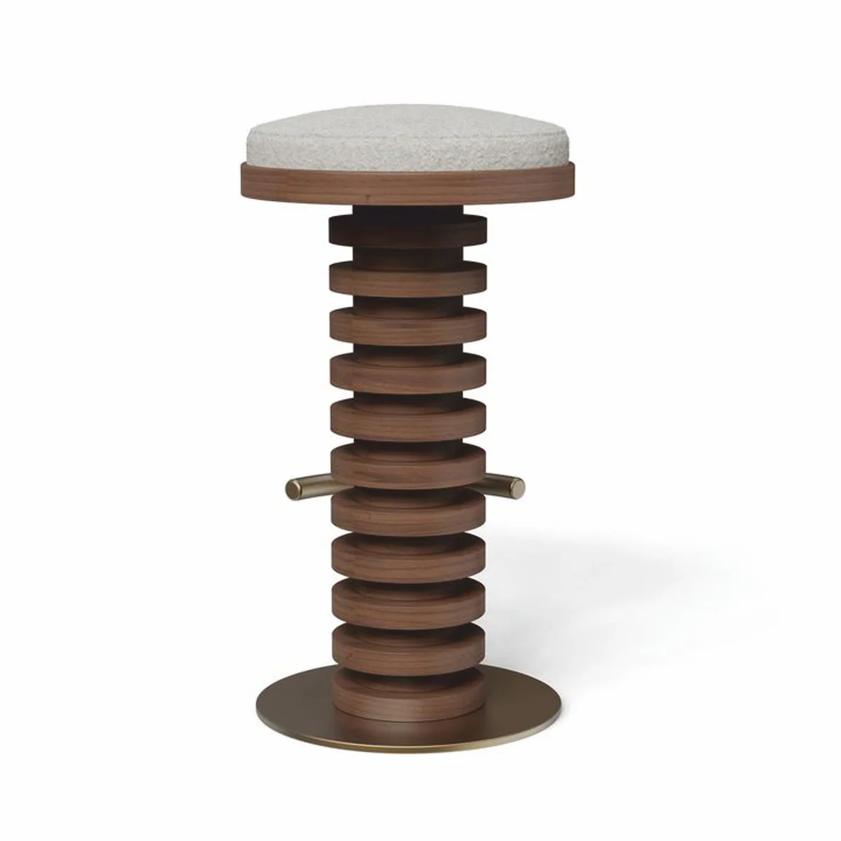 Casa Padrino taburete de bar de lujo de madera maciza marr¨®n / crema / lat¨®n A. 75 cm - Calidad premium