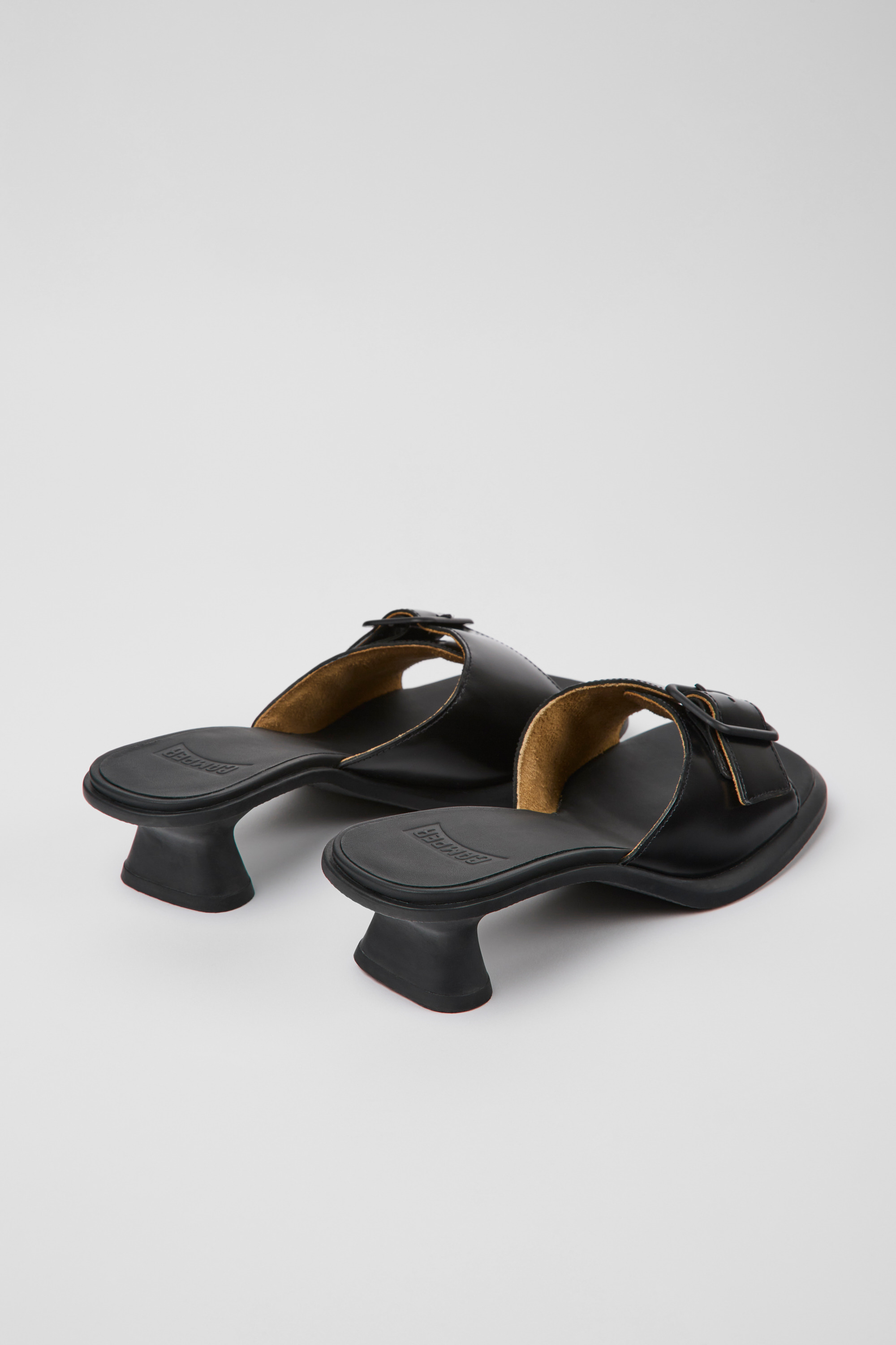 Dina - Black leather sandals for women