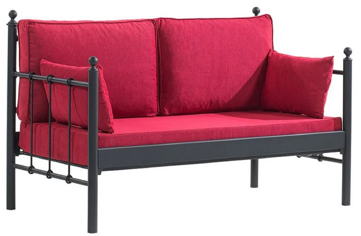 Casa Padrino sof¨¢ de jard¨ªn Art Nouveau negro / rojo burdeos 140 x 70 x A. 92 cm - Sof¨¢ de Jard¨ªn - Sof¨¢ de Terraza - Muebles de Jard¨ªn y Terraza Art Nouveau