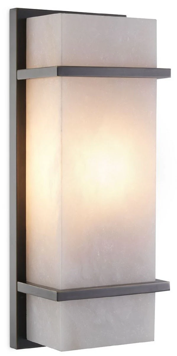 Casa Padrino lámpara de pared de lujo bronce / alabastro 13 x 9 x A. 34 cm - Elegante lámpara de pared con pantalla de alabastro - Luces de Lujo