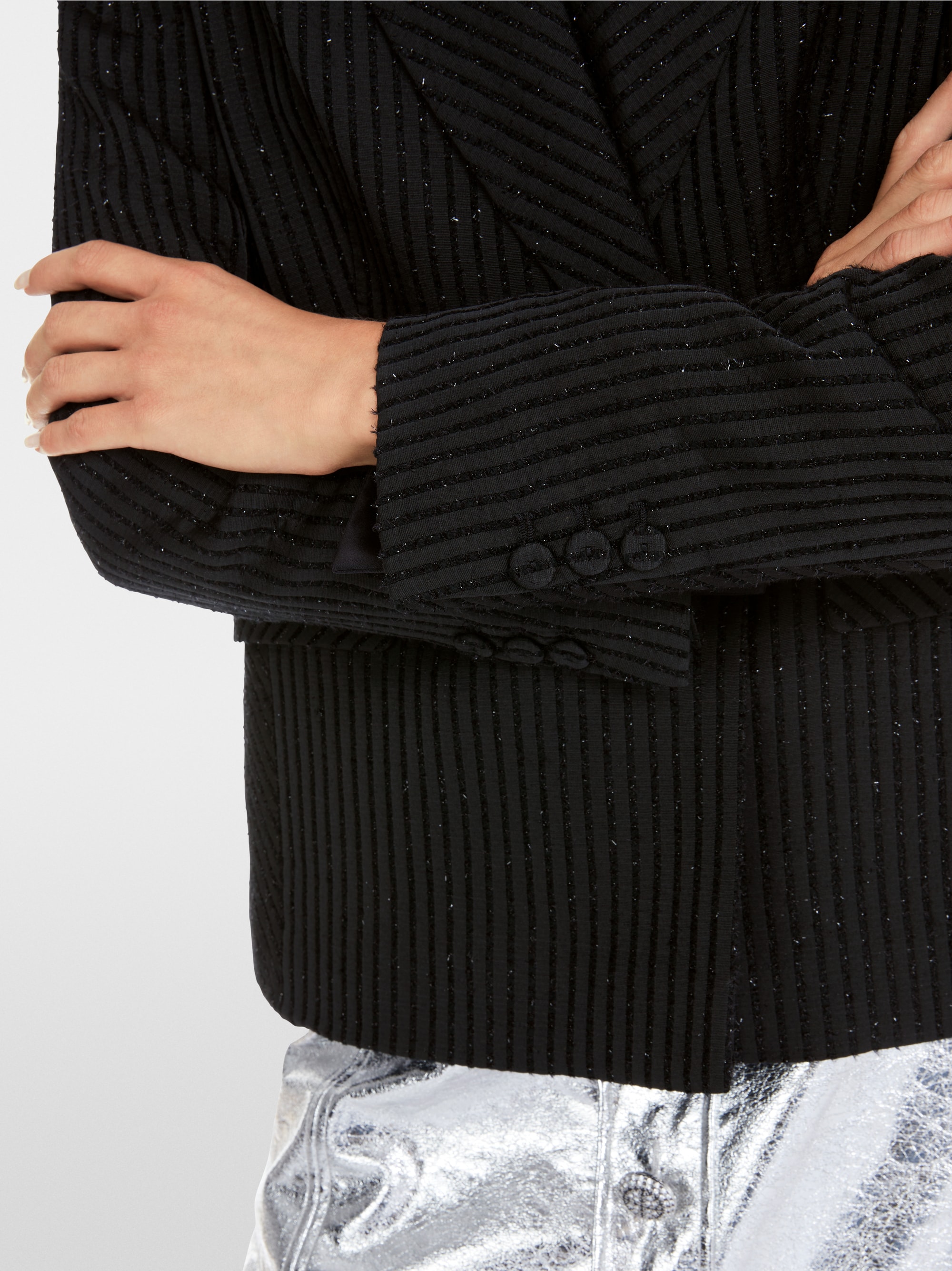 Marc-Cain Shiny blazer with tonal stripes