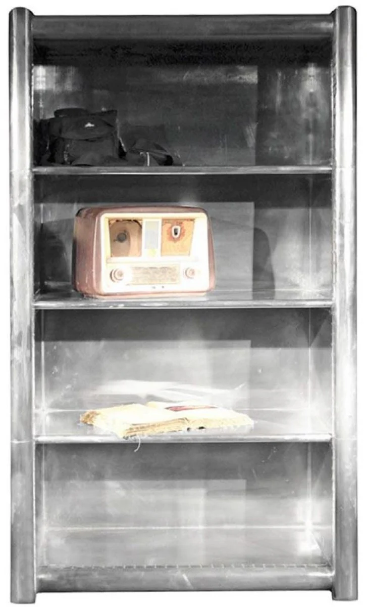Casa Padrino gabinete de estanter¨ªa plata 100 x 50 x A. 170 cm - Gabinete de aluminio - Armario de libros - Muebles de aviones de aviador vintage