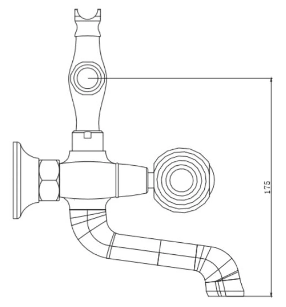 Casa Padrino mezclador de bañera art nouveau de lujo con manguera y ducha de mano oro - Grifo de Bañera con Cristal - Accesorio de Baño Nostálgico