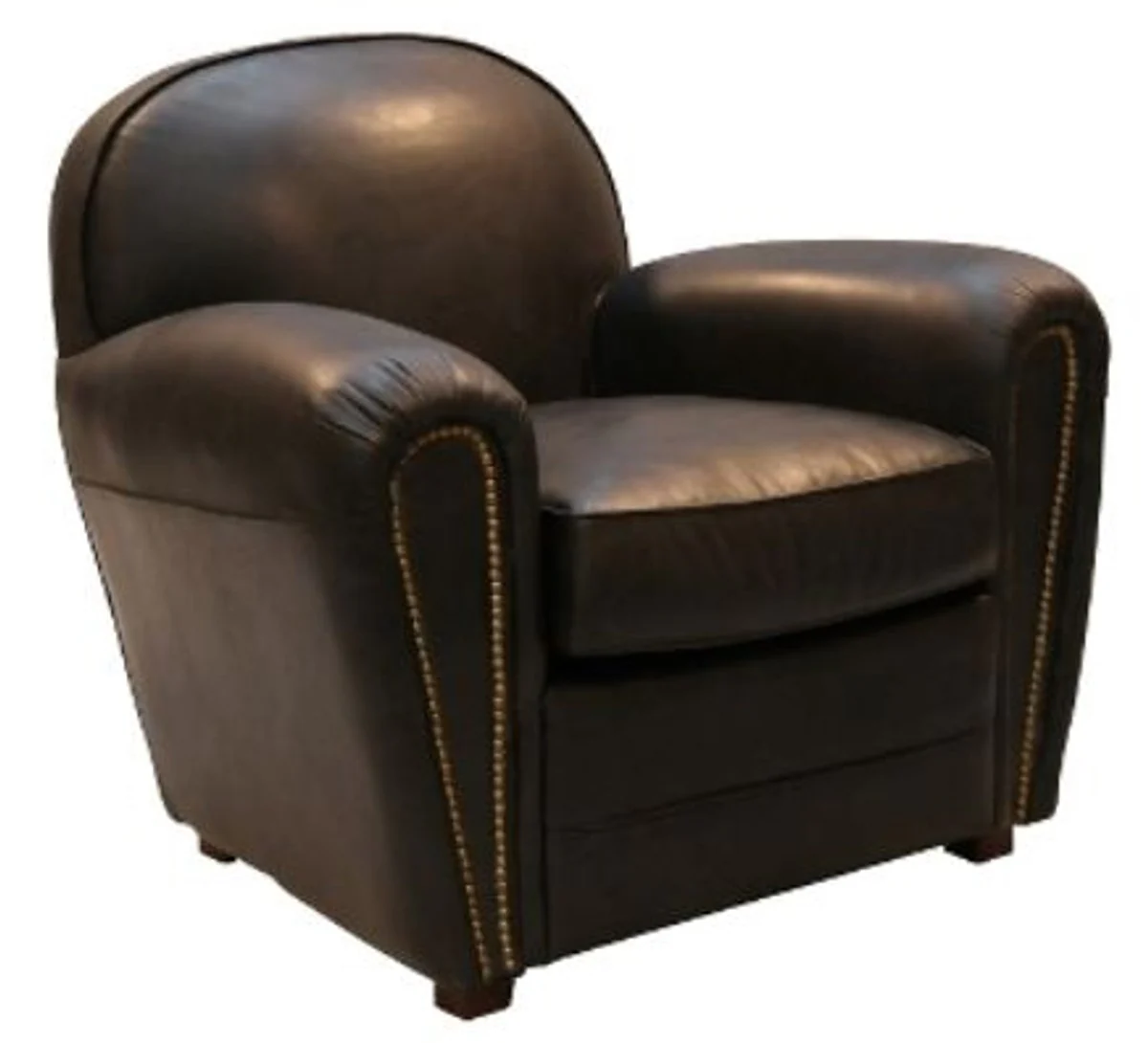 Casa Padrino luxury genuine leather armchair black 88 x 76 x H. 88 cm - Luxury Collection