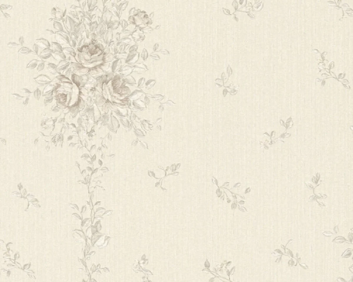 Casa Padrino papel pintado barroco no tejido gris / plata - Papel pintado de salón de estilo barroco con elegante patrón floral - Decoración de pared barroco