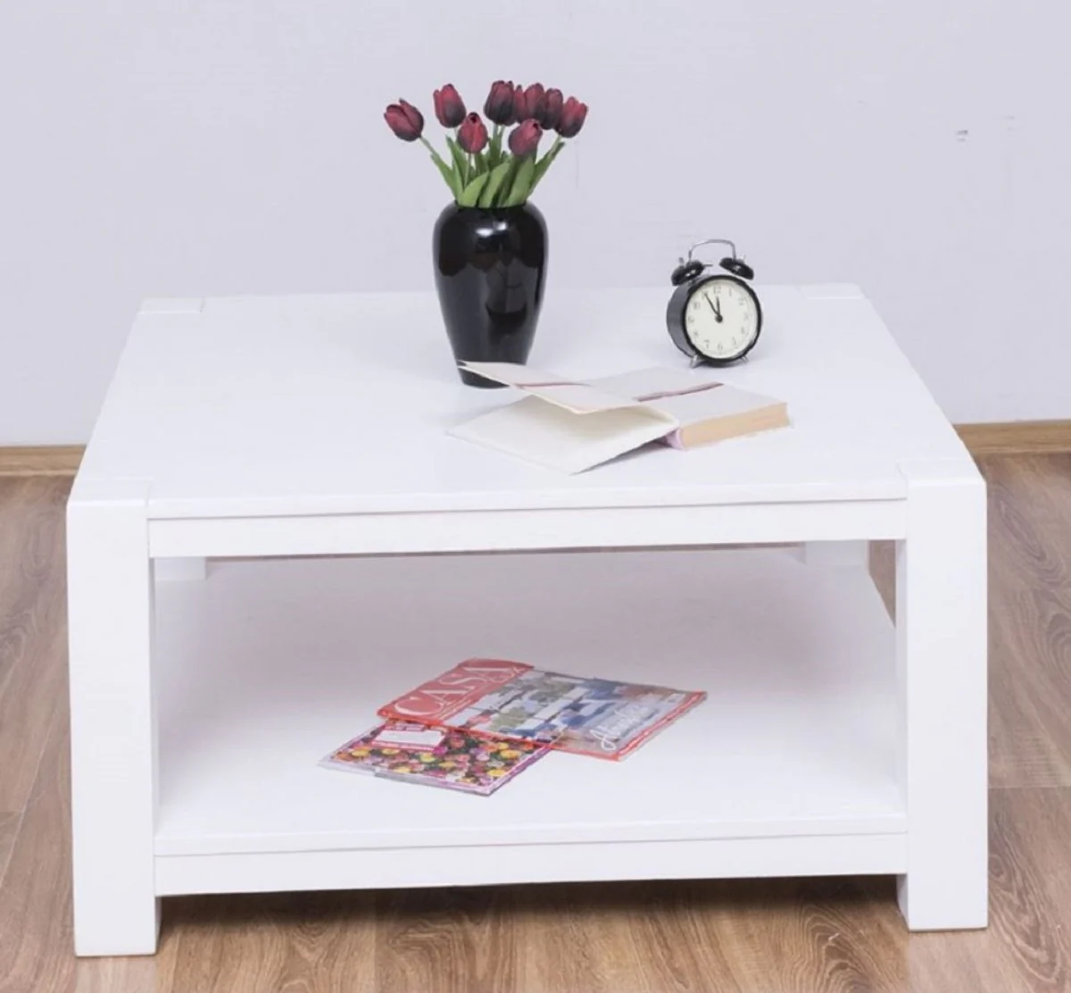 Casa Padrino mesa de centro de estilo campestre blanco 90 x 90 x A. 45 cm - Mesa de la Sala de Madera Maciza - Muebles en Estilo Campestre