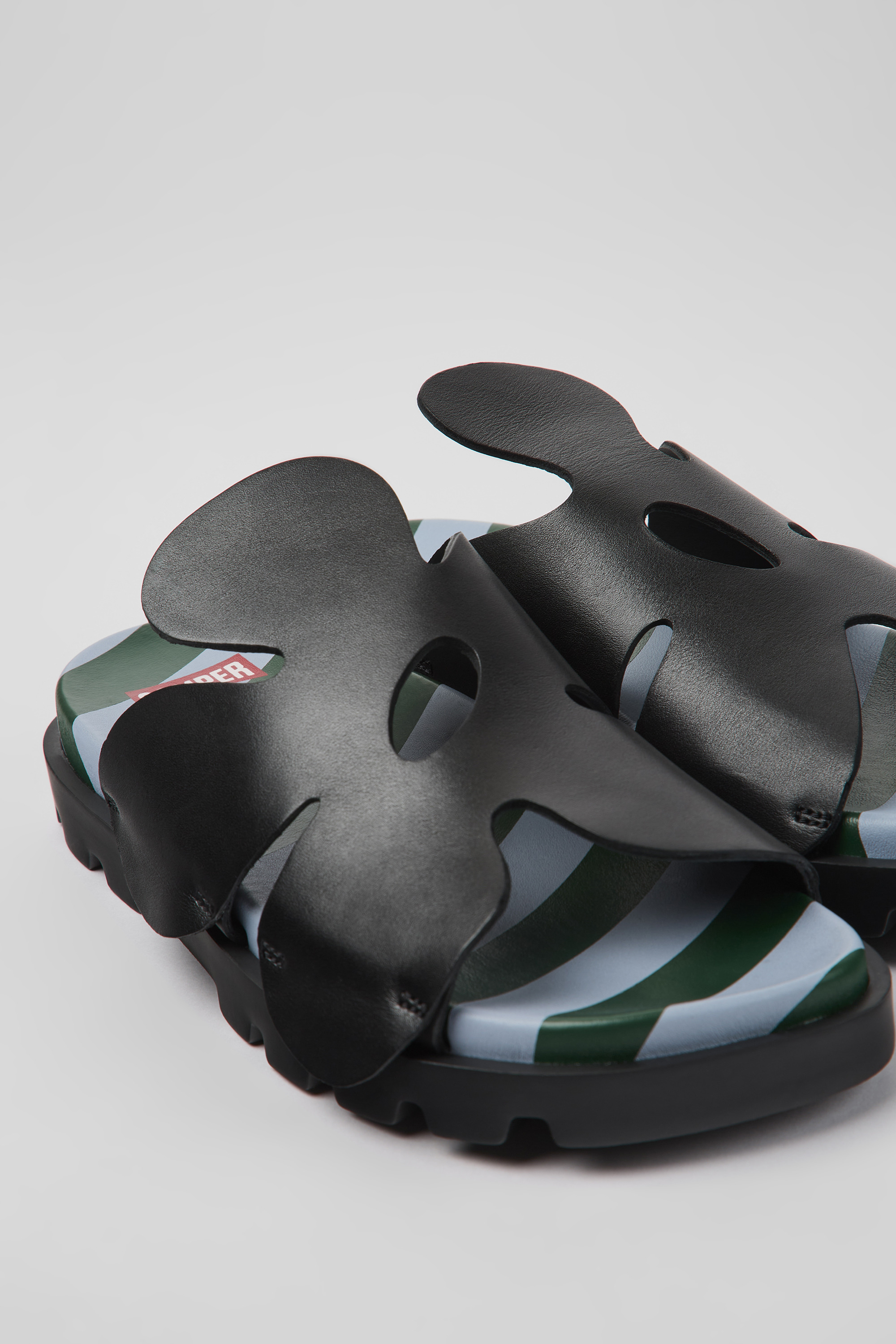 Twins - Black leather sandals for women