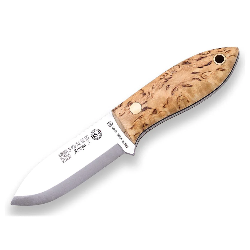 Joker neck knife BS9 Avispa Scandi abedul rizado - Cuchillo bushcraft cuello