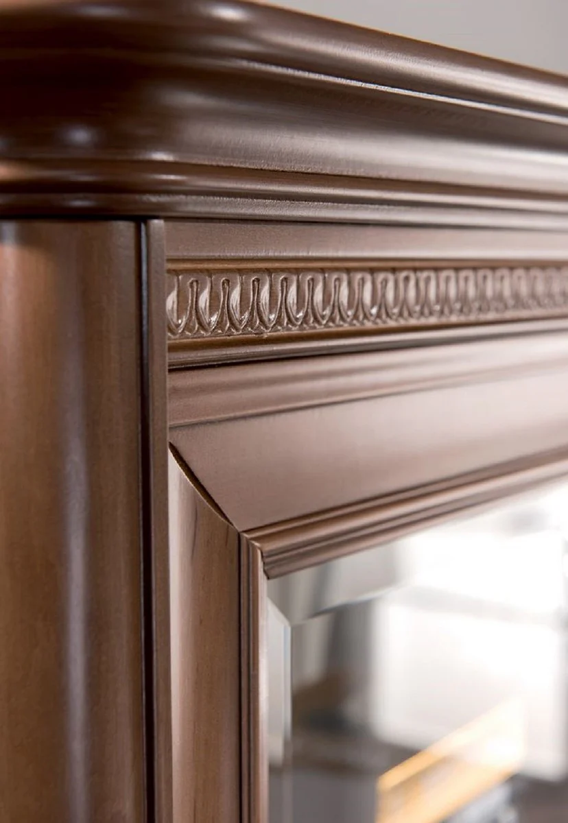 Casa Padrino armario de libros art nouveau de lujo marr¨®n / crema 222,9 x 46,1 x A. 196,6 cm - Armario de madera maciza con 2 puertas correderas - Armario de Sal¨®n - Armario de Oficina