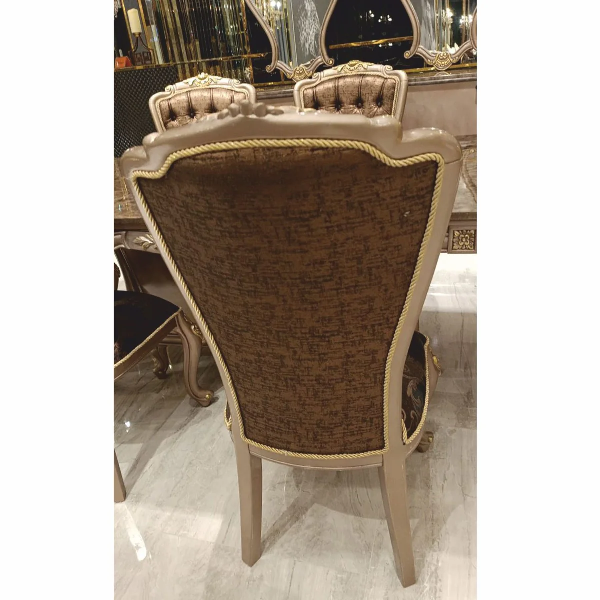 Casa Padrino silla de comedor barroco de lujo negro / gris / oro A. 113 cm - Muebles de comedor barrocos