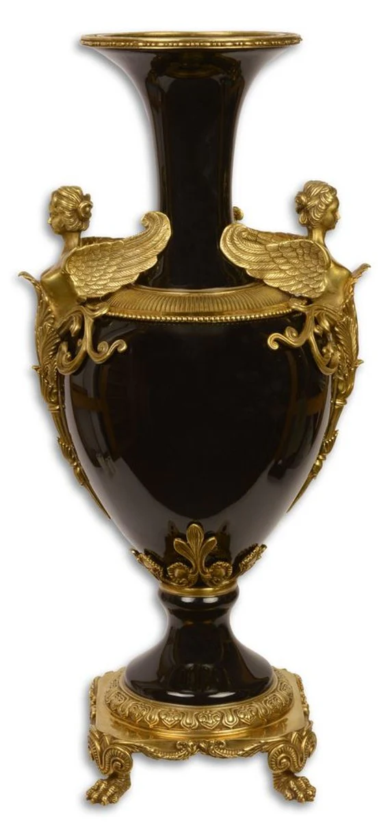 Casa Padrino Jarrón Art Nouveau Negro / Oro 26,6 x 21,2 x H 57,3 cm - Jarrón Baluster