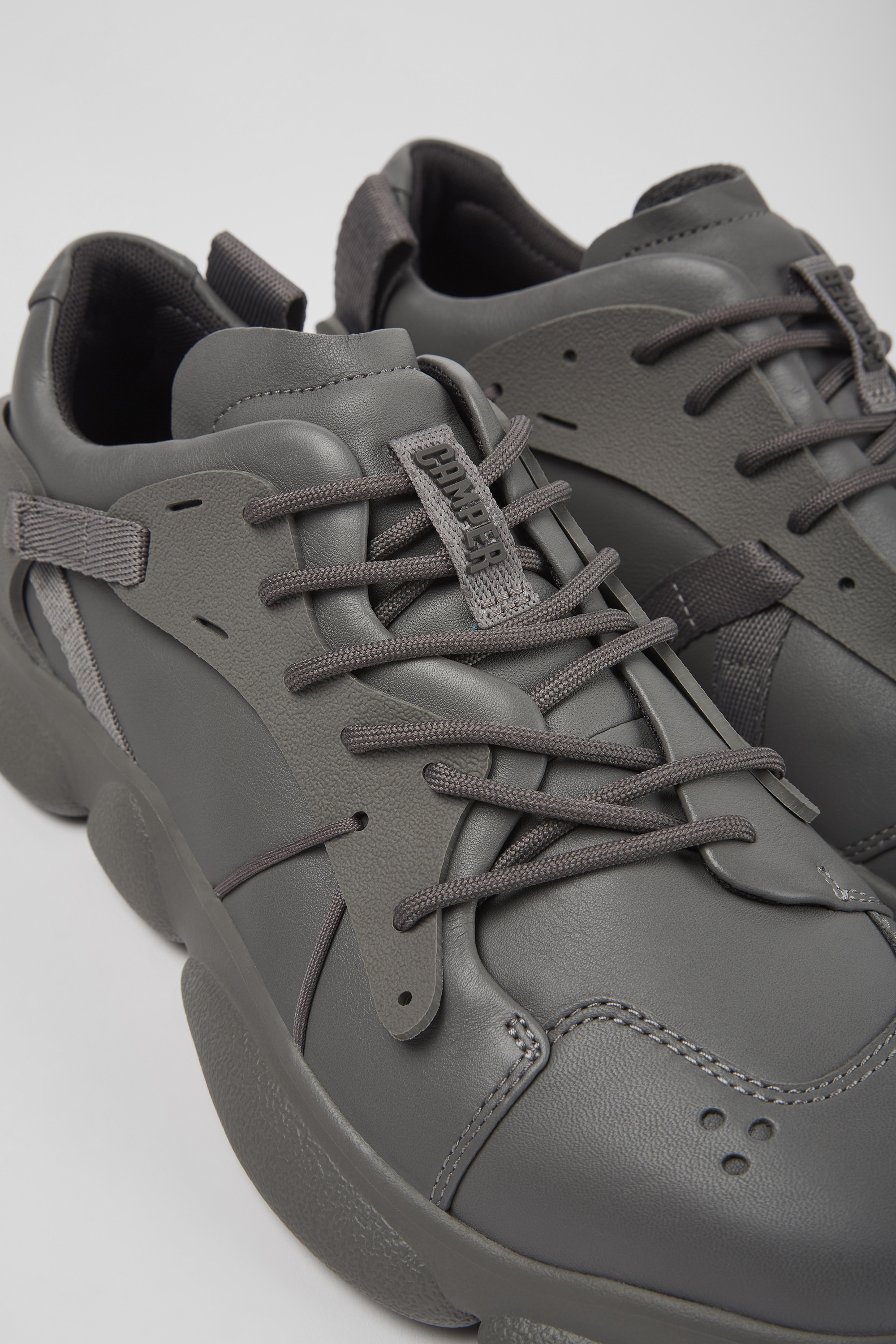 Karst - Gray leather and textile sneakers for men