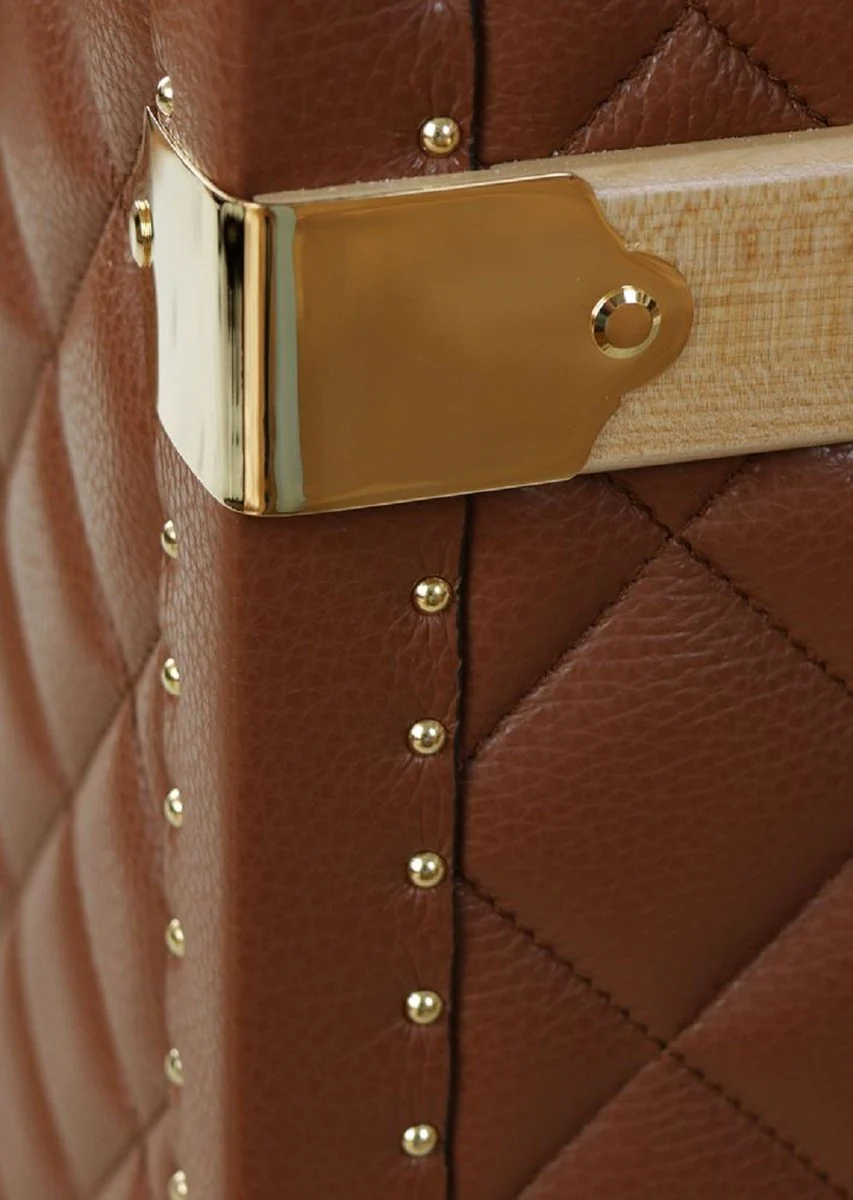 Casa Padrino maleta de lujo de cuero genuino marr¨®n / oro 100 cm - Hecho en Italia