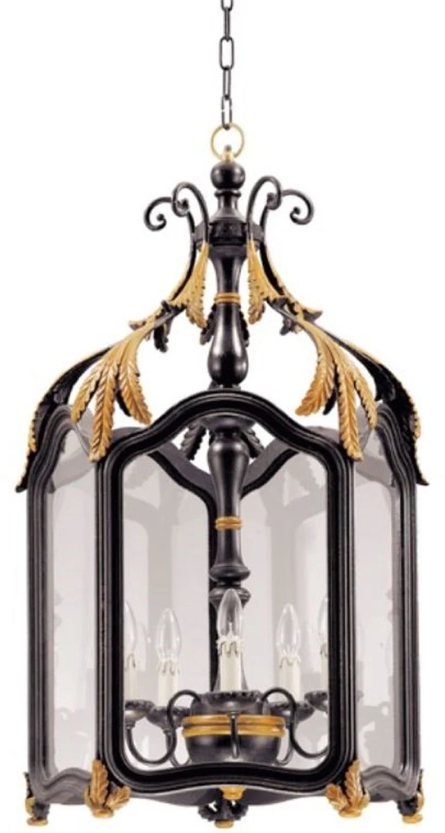 Casa Padrino lámpara colgante de salón barroco de lujo negro / oro 50 x 50 x A. 90 cm - Lámpara colgante hecha a mano de estilo barroco - Calidad de Lujo - Hecho en Italia - Noble y Magnífica