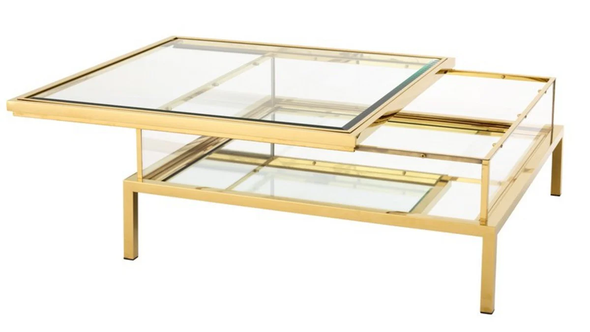 Casa Padrino luxury Art Deco designer coffee table stainless steel plated with mirror glass - Luxury Collection