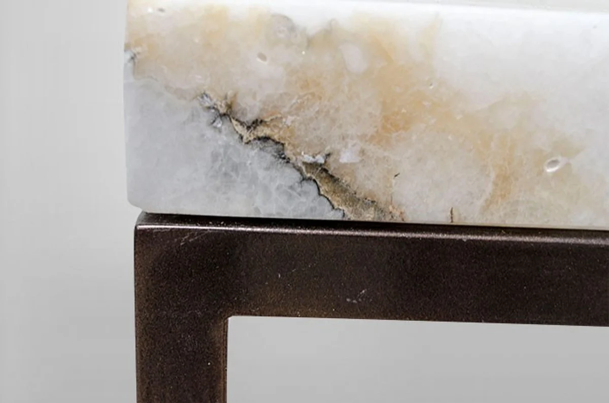 Casa Padrino Art Deco Side Table Onyx / metal 40 x 27 cm Art Nouveau table - Furniture flower stand