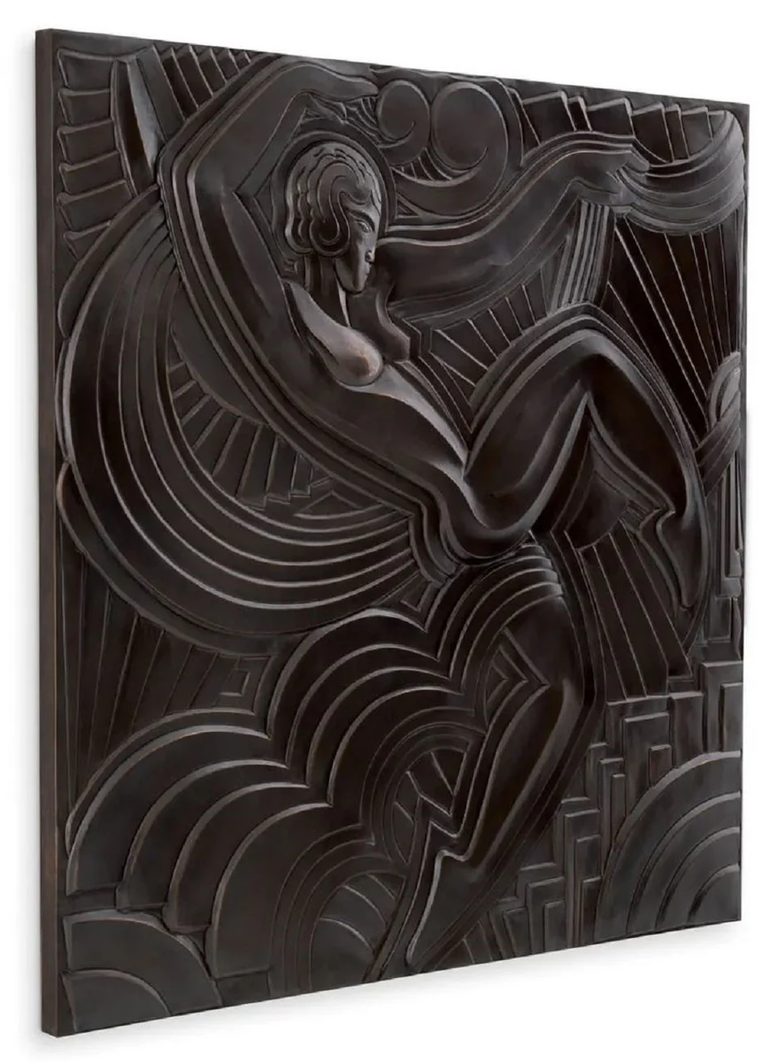 Casa Padrino relieve de pared de lujo bronce 131 x 4,5 x A. 131 cm - Mural cuadrado - Decoración de salón - Decoración de hotel - Decoración de paredes - Calidad de lujo