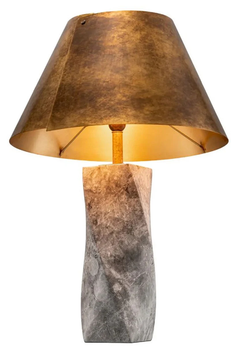 Casa Padrino l¨¢mpara de mesa de m¨¢rmol de lujo con pantalla de metal gris / lat¨®n antiguo ? 53 x A. 78 cm