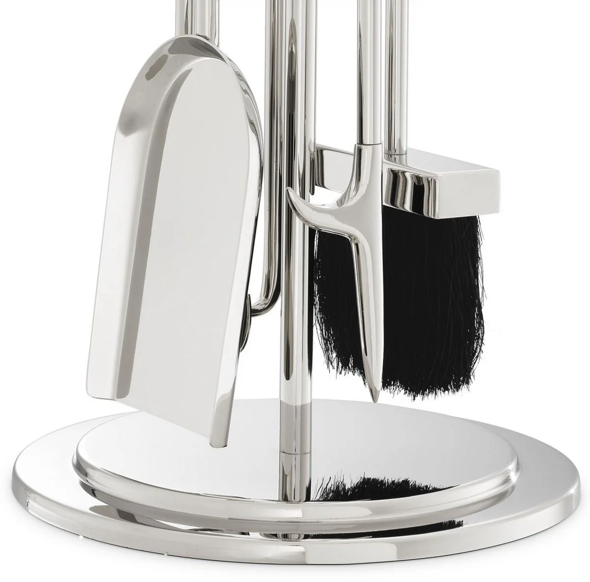 Casa Padrino conjunto de chimenea de lujo plata ? 27,5 x A. 71 cm - Conjunto de chimenea de 4 piezas con soporte - Accesorios para Chimenea