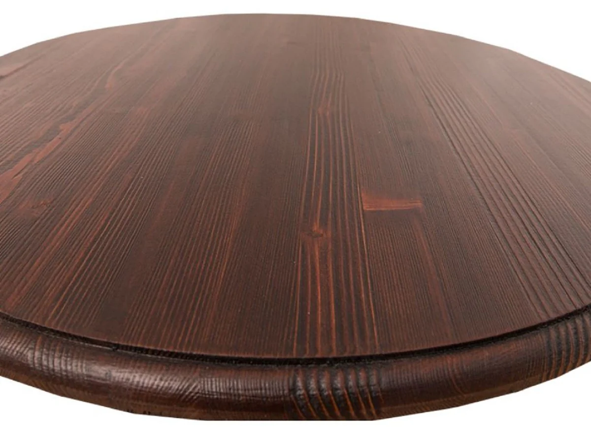 Casa Padrino mesa de pie de estilo campestre negro / marrón oscuro Ø 78 x H. 110 cm - Mesa de Bar Redonda en Estilo Campestre