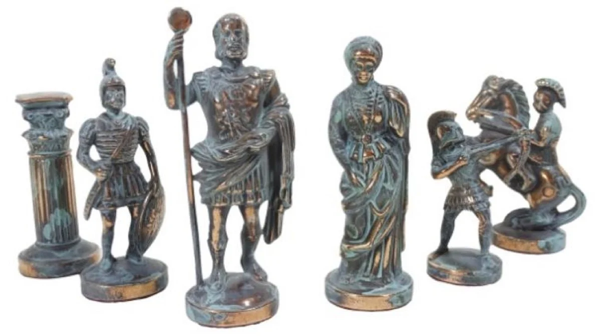 Casa Padrino conjunto de ajedrez de lujo 44 x 44 cm - Conjunto de ajedrez romano - Tablero de ajedrez de latón hecho a mano con piezas de ajedrez de latón - Accesorios decorativos de lujo