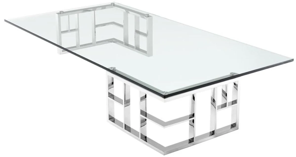 Casa Padrino mesa de centro / mesa de salón de plata 180 x 90 x H. 32,2 cm - Colección de Lujo