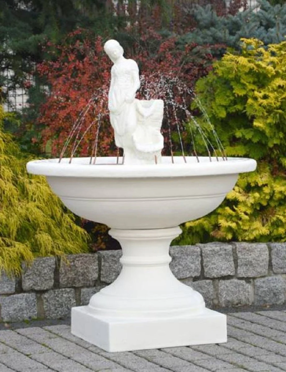 Casa Padrino fuente barroco blanco ? 102 x A. 136 cm - Magn¨ªfica fuente de jard¨ªn de estilo barroco - Fuente redonda de piedra para decoraci¨®n de jard¨ªn - Accesorios de decoraci¨®n de jard¨ªn barroco