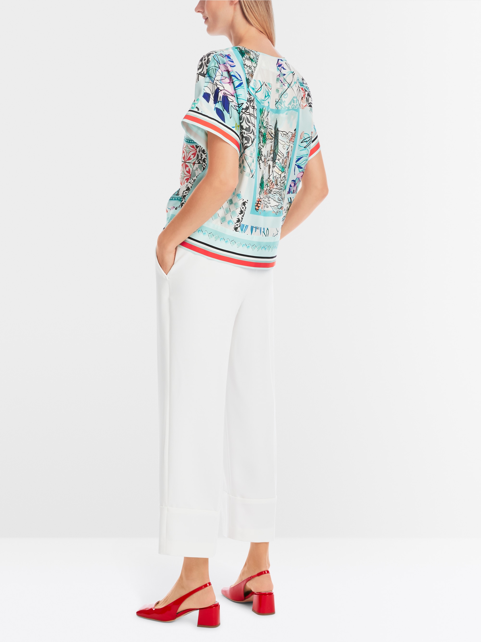 Marc-Cain Silk blouse in kimono shape - with print