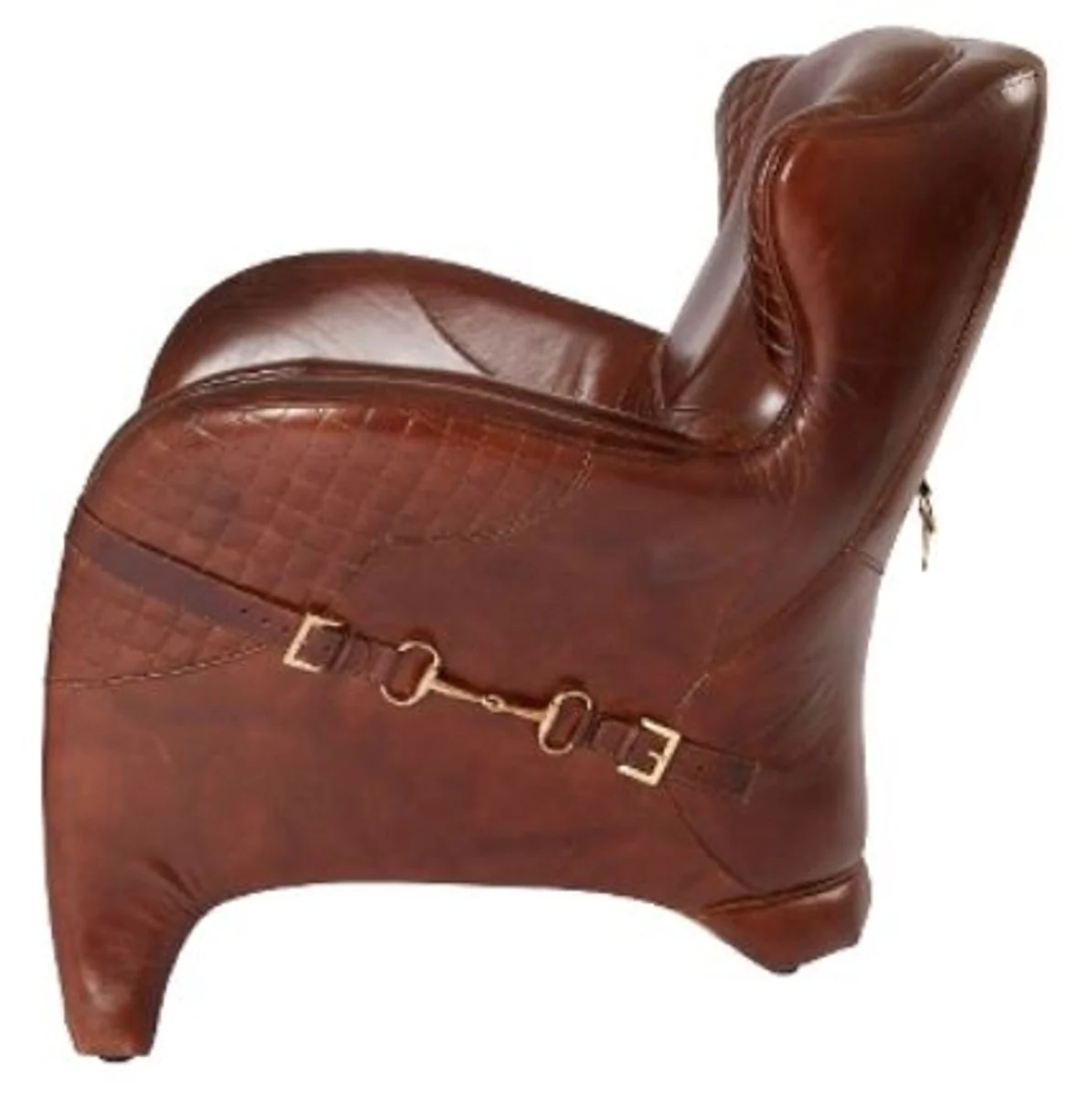 Casa Padrino Luxury Art Deco Genuine Leather Armchair Dark Brown 79 x 85 x H. 85 cm - Luxury Collection