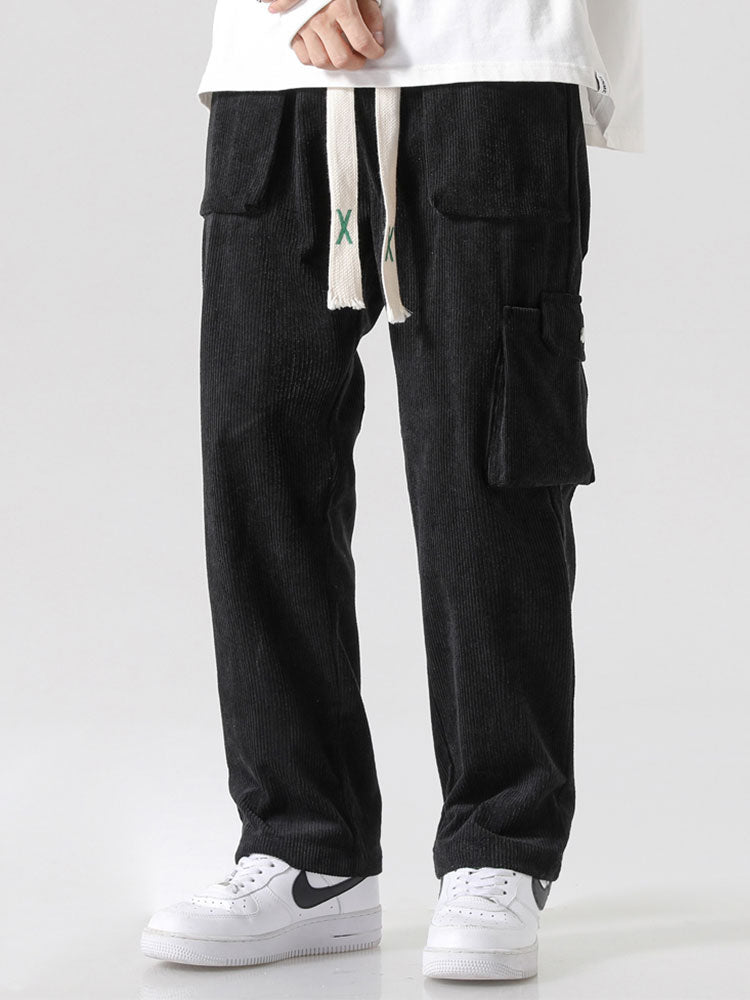 Straight Leg Corduroy Cargo Pants