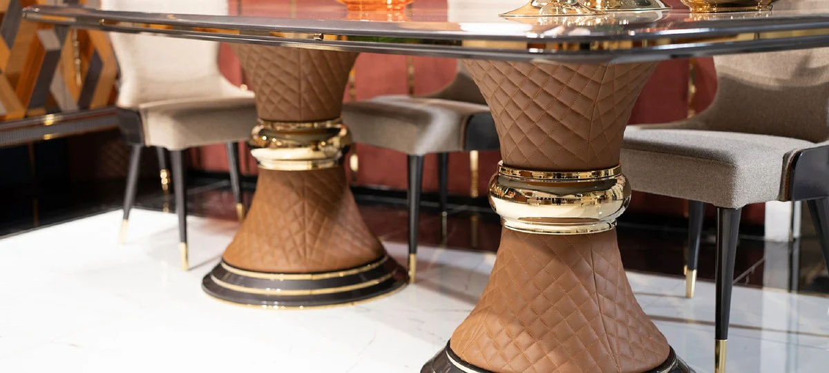 Casa Padrino conjunto de comedor Art Deco de lujo - Mesa de comedor y 8 sillas