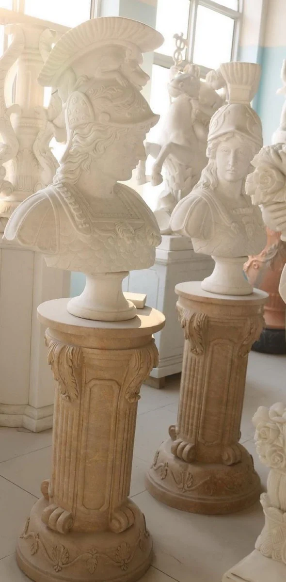 Casa Padrino busto de mármol Art Nouveau de lujo soldado romano blanco A. 90 cm