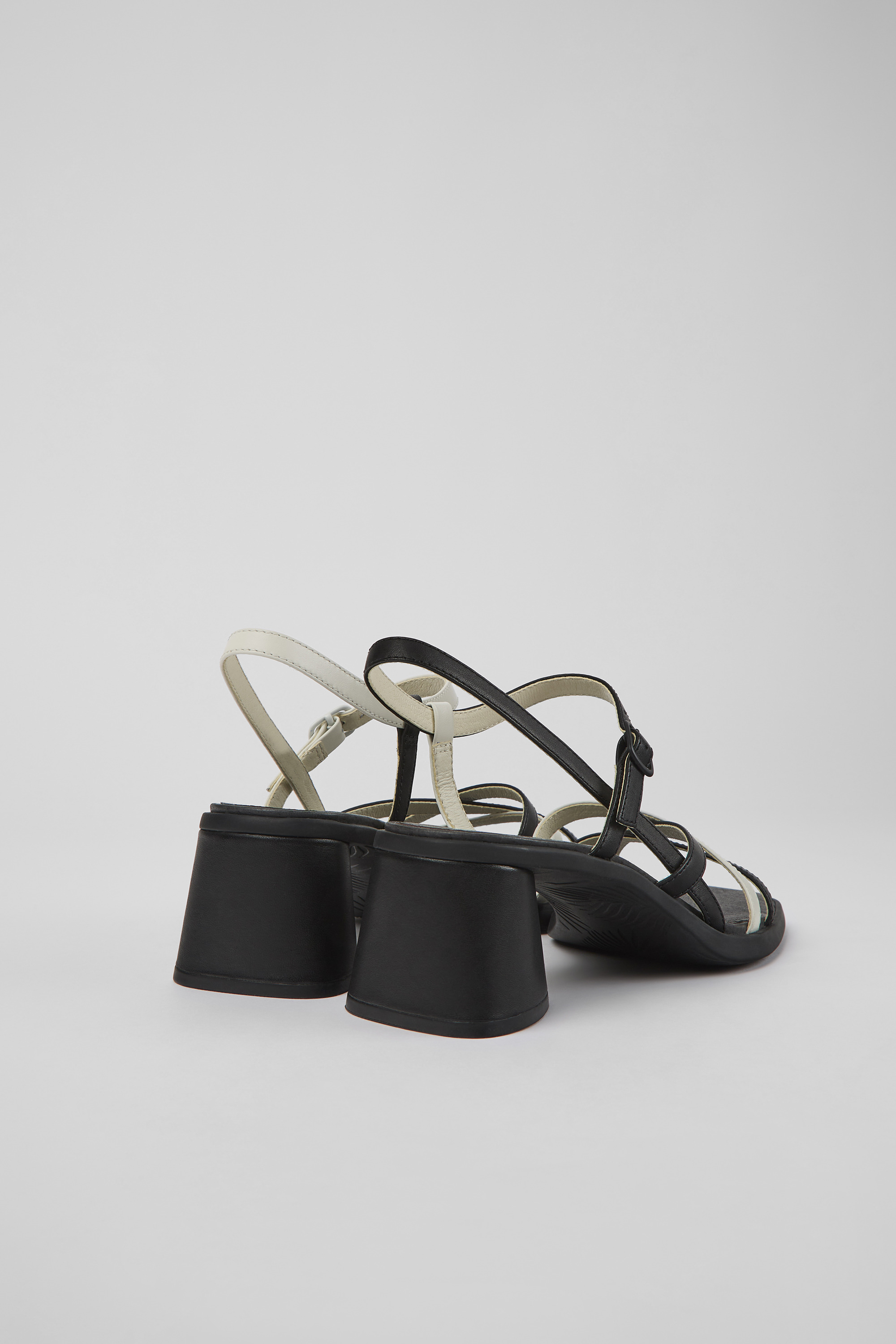 Twins - Black and white leather sandals for women