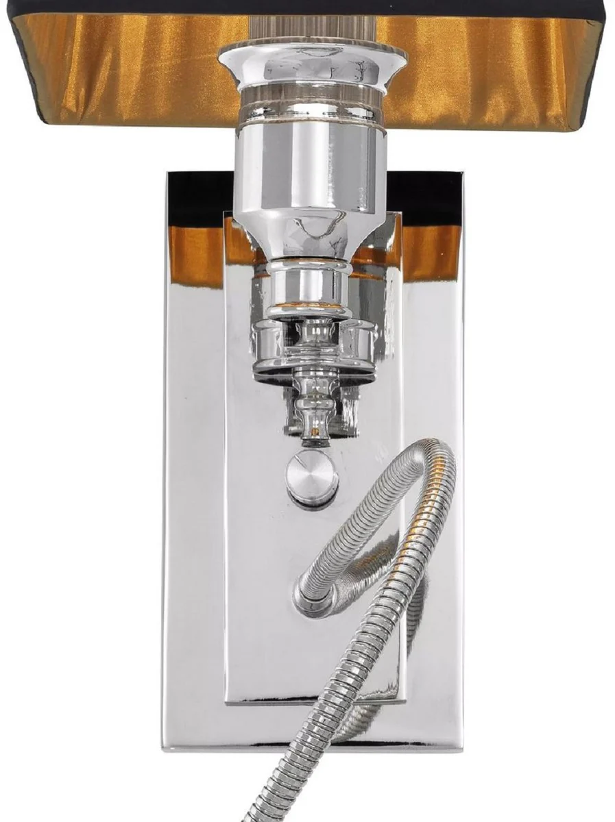 Casa Padrino lámpara de pared de lujo plata / negro 14 x 25 x A. 30,5 cm - Lámpara de pared con luz de lectura LED giratoria - Luces de hotel - Luces de pared de lujo - Calidad de lujo