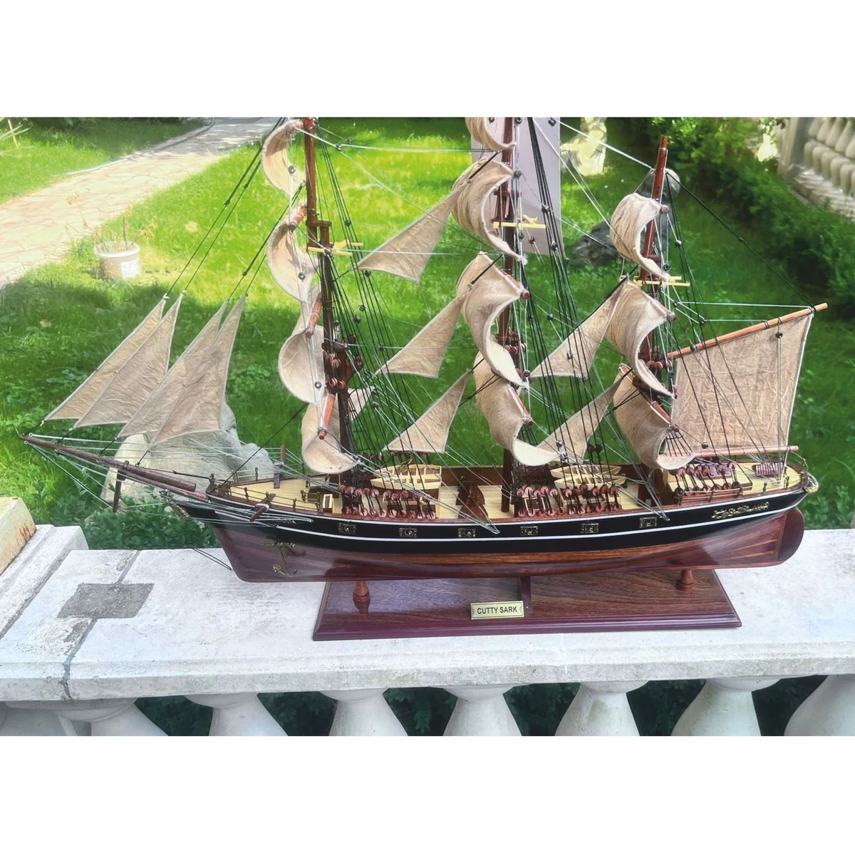 Casa Padrino Buque Insignia Decorativo Cutty Sark 70 cm - Barco Decorativo Hecho a Mano
