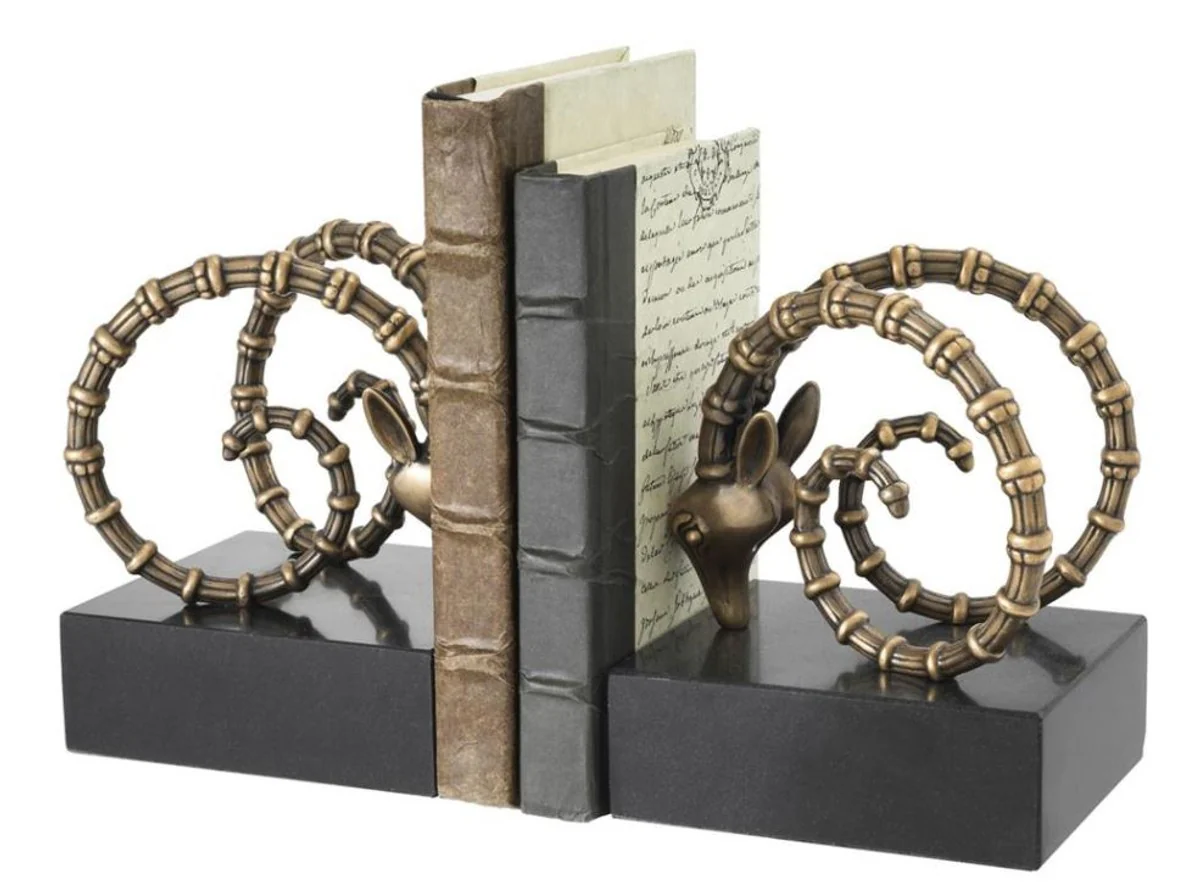Sujetalibros de diseño Casa Padrino juego de 2 negro de antigüedades de latón - decoraciones del hotel de lujo