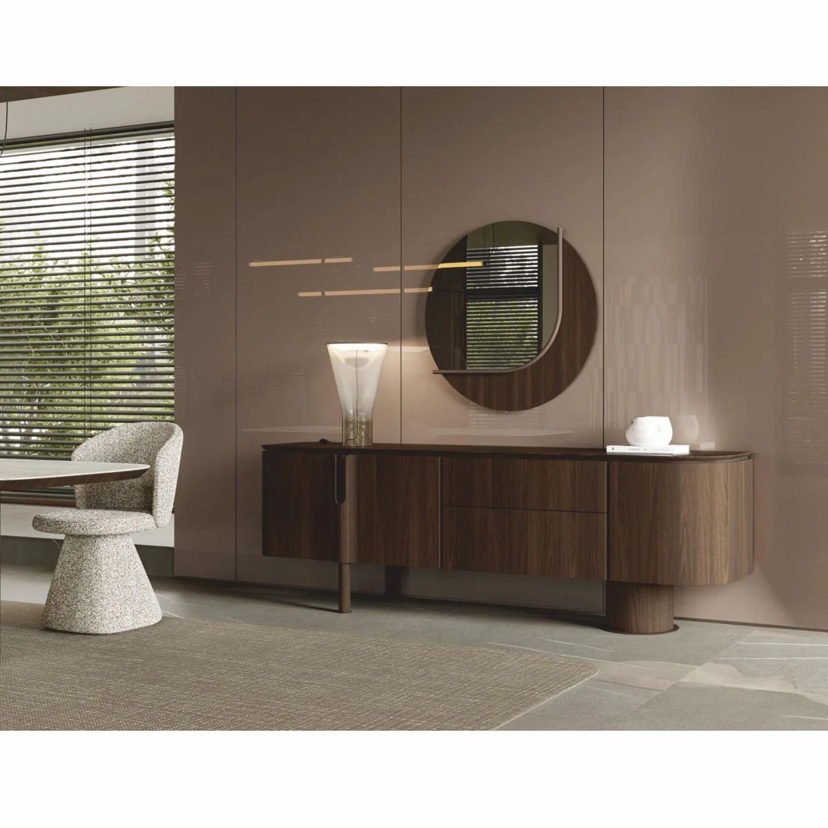 Casa Padrino silla de comedor de lujo con respaldo curvo gris A. 84 cm - Muebles de comedor