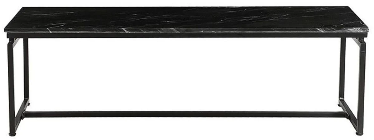 Casa Padrino conjunto de mesa de centro de lujo de 2 negro - Mesas de sal¨®n de metal con tapa de m¨¢rmol - Muebles de sal¨®n - Muebles de lujo