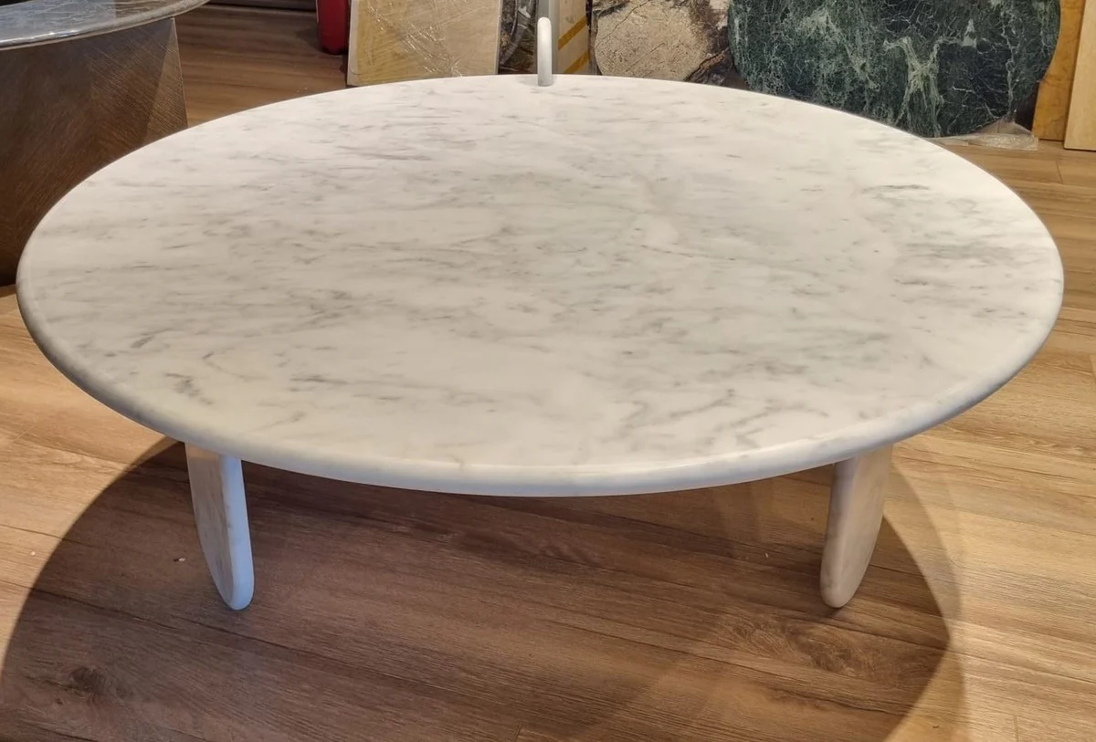 Casa Padrino mesa de centro de m¨¢rmol de lujo blanco 140 cm - Muebles de sal¨®n de lujo