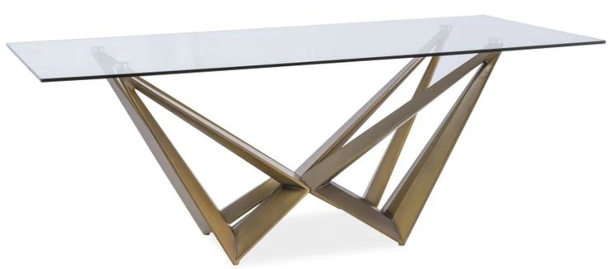 Casa Padrino mesa de comedor de dise?o con tapa de vidrio marr¨®n 200 x 100 x A. 76 cm - Muebles de Comedor de Lujo