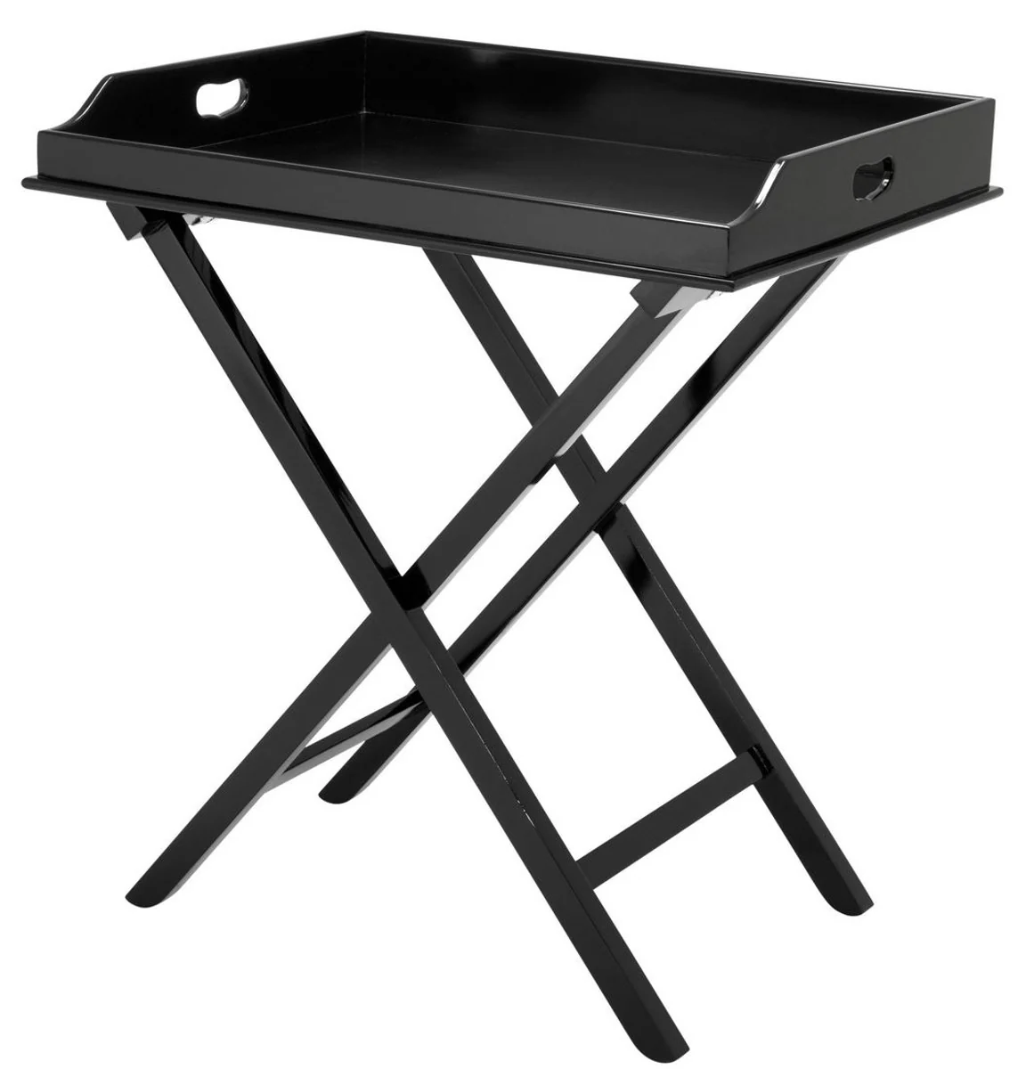 Casa Padrino bandeja de servir de lujo con soporte negro 77 x 59,5 x Altura 81,5 cm - Bandeja de Caoba Extra¨ªble y Abatible - Accesorios de Lujo