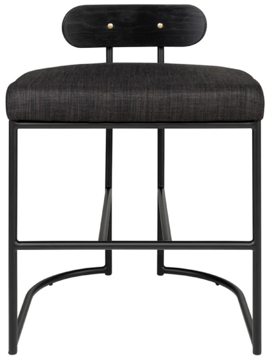 Casa Padrino silla de comedor de dise?o negro 46 x 46 x A. 64,5 cm - Silla de cocina moderna con acero con revestimiento en polvo - Muebles de Comedor de Lujo