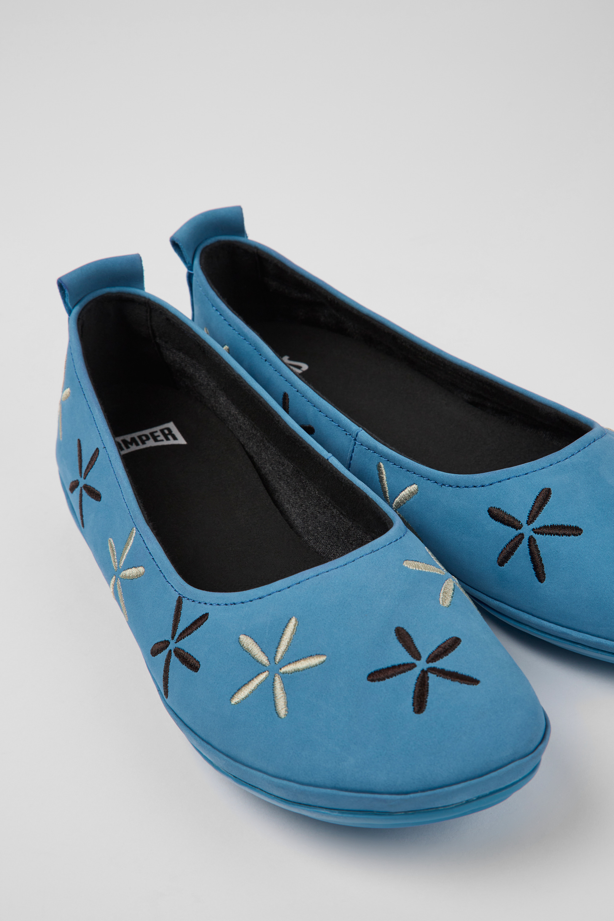 Twins - Blue nubuck ballerinas for women