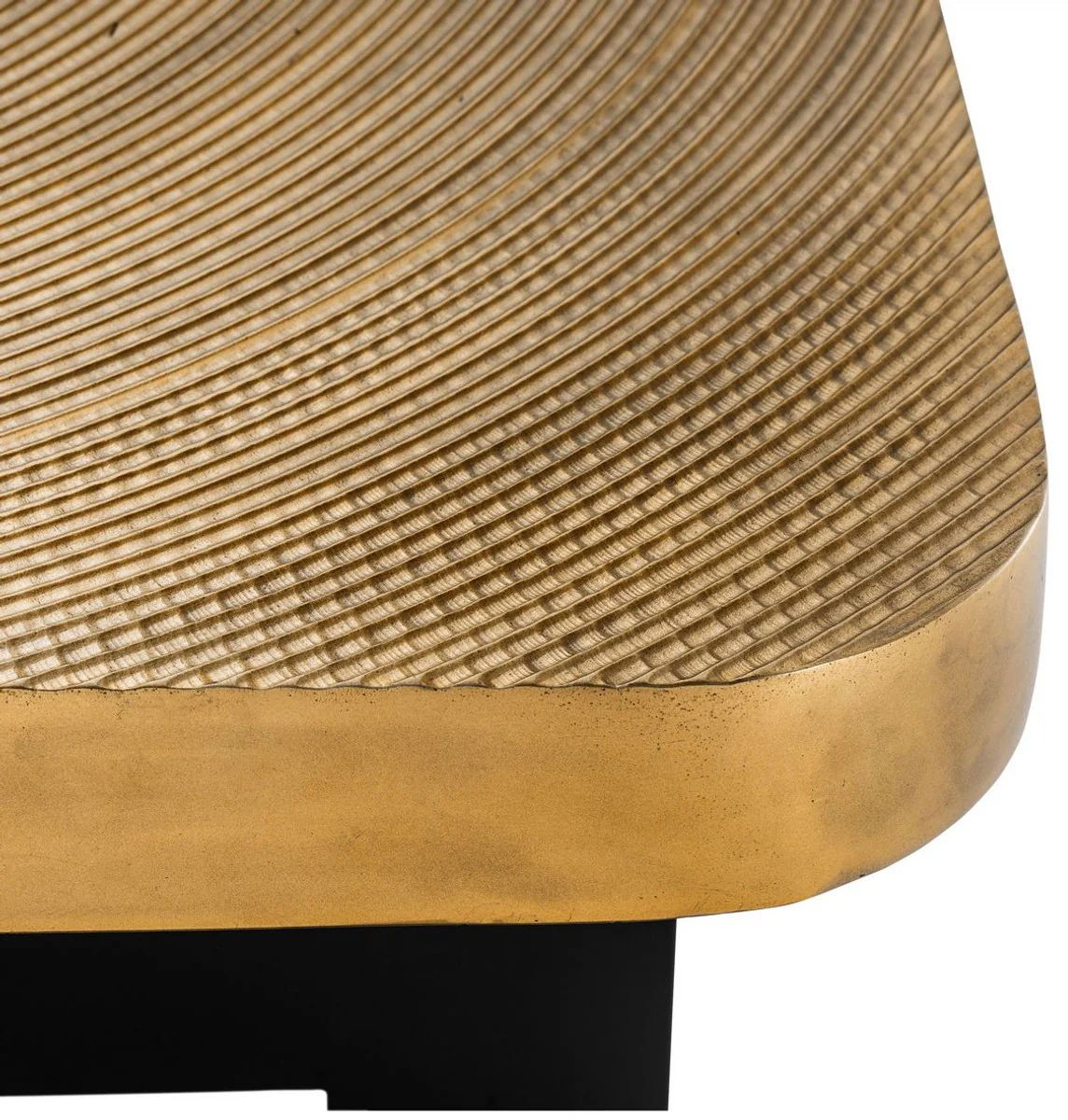 Casa Padrino mesa de centro de lujo lat¨®n / negro 64 x 64 x H. 40 cm - Mesa de centro de lujo con plato de mesa en dise?o de disco de ¨¢rbol - Muebles de sal¨®n de lujo